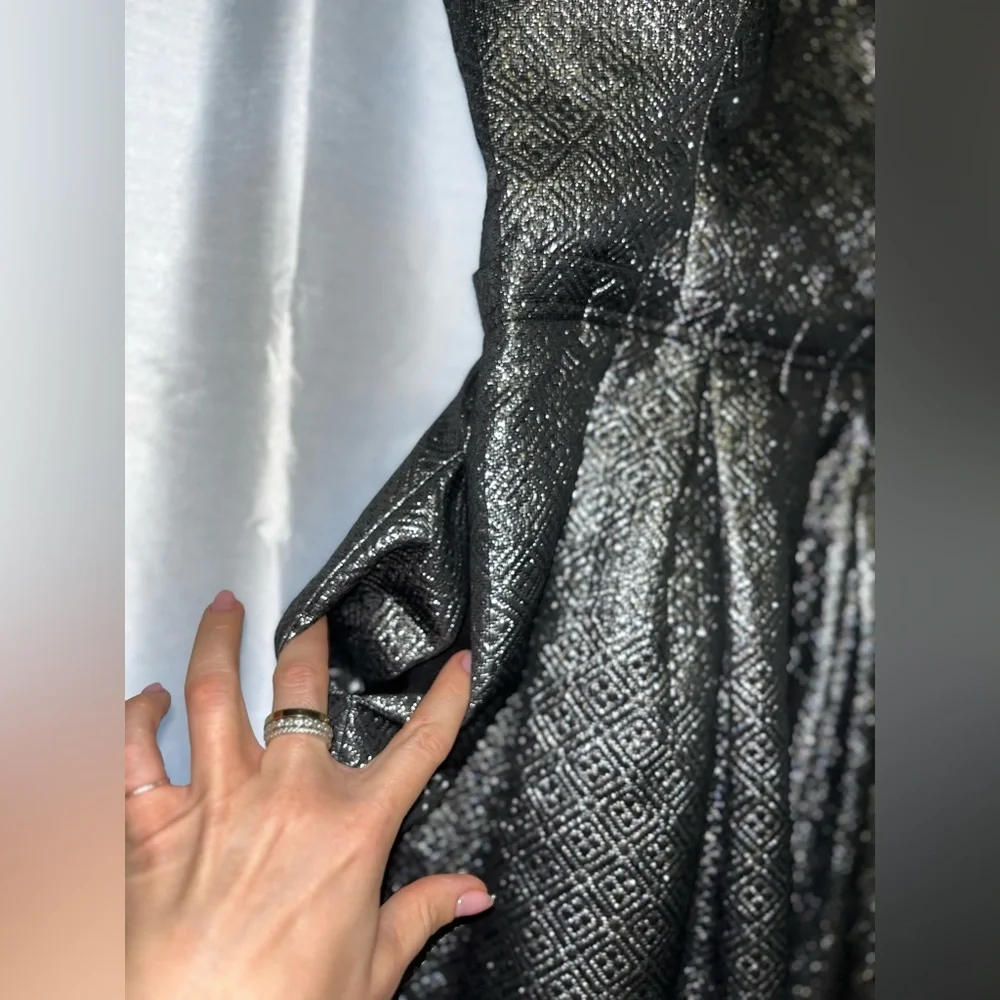 Guess Gunmetal shimmer embossed fit and flare cocktail dress - Picture 3 of 5